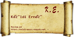 Káldi Ernő névjegykártya